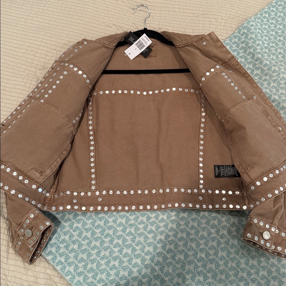 Blank NYC Brown Denim Jacket with Silver Accents - Picture 3 of 7
